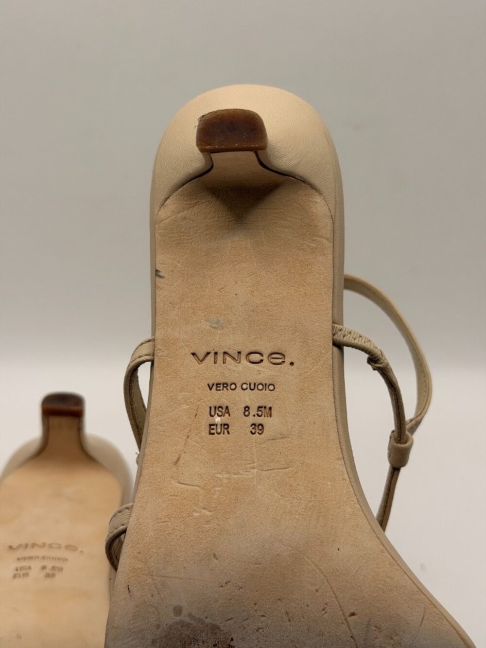 Vince Women Polli Birch Toe Ring Kitten Heel Sandal Sz 8.5 - Picture 12 of 13